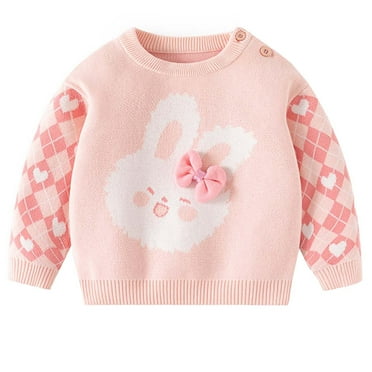 GPAECEAD Infant Baby Boy Girl Oversized Knit Sweater Long Sleeve Pullover Sweater Shirts Warm Fall Winter Tops Clothes Pink