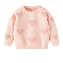 GPAECEAD Infant Baby Boy Girl Oversized Knit Sweater Long Sleeve Pullover Sweater Shirts Warm Fall Winter Tops Clothes Pink
