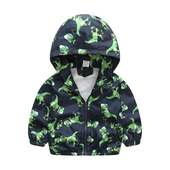 GPAECEAD Kids Baby Boys Girls Long Sleeve Dinosaur Hooded Zip Jackets Windbreaker Casual Outerwear Black