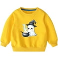 thumbnail image 1 of GPAECEAD Kids Halloween Crewneck Sweatshirts Boy Girl Ghost Graphic Pullover Tops Cute Spooky Season Long Sleeve Shirt 2-10Years Yellow, 1 of 8