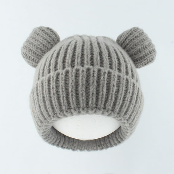 GPAECEAD Kids Knit Beanie Hat, Winter Bear Ears Hat Warm Knitted Fleece Lined Woollen Ski Pompom Hat
