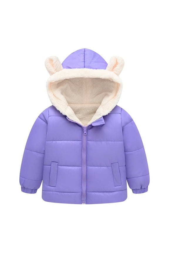 Kids Lightweight Puffer Jacket Packable Bubble Coat Down Cotton Coats Zip Up Hooded Outwear Purple