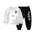 thumbnail image 1 of Gpaecead Kids Toddler Boys Girls Long Sleeve Crewneck Top Sets Solid Multi-Color Hoodie and Pants Set Casual Hoodie Winter Hoodie and Sweatpants Set White, 1 of 4