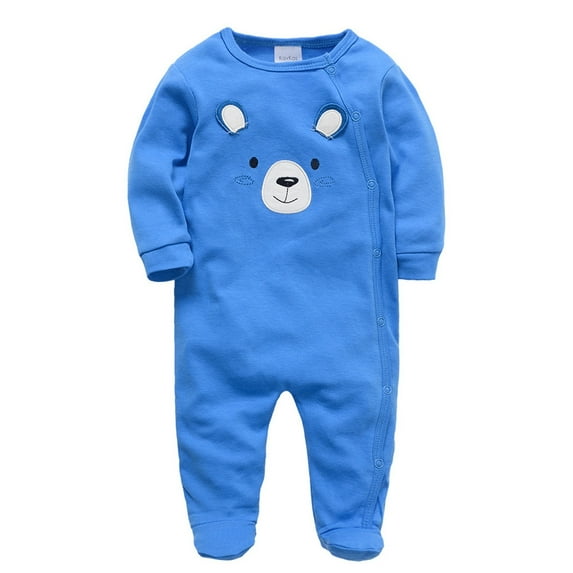 GPAECEAD Newborn Baby Girls Boys Cartoon Long Sleeve Footie Romper Cotton Fall Winter Infant Jumpsuits 0-12Months Babies' Outfit Blue