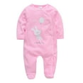 thumbnail image 1 of GPAECEAD Newborn Baby Girls Boys Cartoon Long Sleeve Footie Romper Cotton Fall Winter Infant Jumpsuits 0-12Months Babies' Outfit Pink, 1 of 2