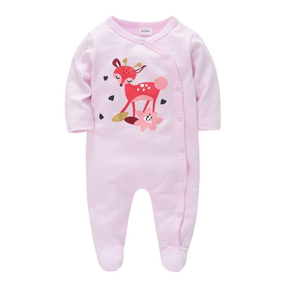 GPAECEAD Newborn Baby Girls Boys Dinosaur Long Sleeve Footie Romper Cotton Fall Winter Infant Jumpsuits 0-12 Months Babies' Outfit Light Pink