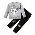 thumbnail image 1 of GPAECEAD Toddler Baby Girl Fall Winter Clothes Embroidered Letter Graphic Crewneck Sweatshirt + Joggers Pants Outfits Set Gray, 1 of 3
