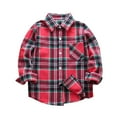 thumbnail image 1 of GPAECEAD Toddler Boys Girls Kids Flannel Plaid Shirt Jacket Long Sleeve Lapel Button Down Pocketed Shirts Regular Fit Casual Fall Coat Red, 1 of 3