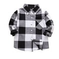 thumbnail image 1 of GPAECEAD Toddler Boys Girls Kids Long Sleeve Lapel Button Down Pocketed Shirts Flannel Plaid Shirt Jacket Regular Fit Casual Fall Coat Black, 1 of 3