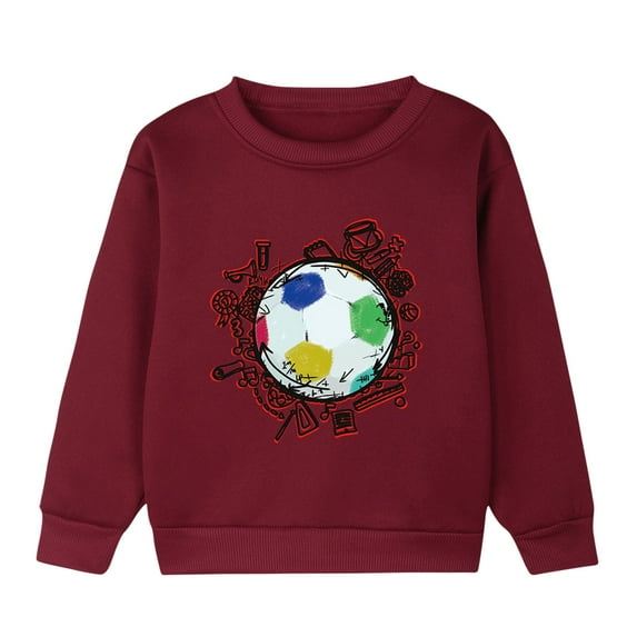 GPAECEAD Toddler Boys Girls Kids Long Sleeve Sweatshirt Tops Soft Pullover Tops Letter Print Crew Neck Pullover Burgundy