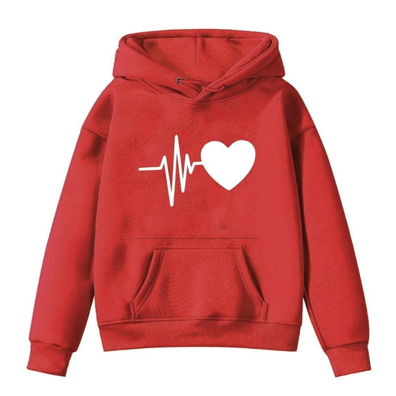 GPAECEAD Toddler Boys Girls Kids Oversized Letter Graphic Print Hoodies Sweatshirt Cute Pullover Sweatshirt Red
