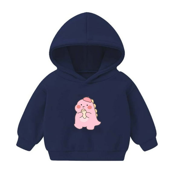 Gpaecead Baby Dinosaur Shirts Toddler Kids Boys Girls Long Sleeve Hoodies Outfit Sweatshirt for Kids Cute Warm Fuzzy Hooded Fall Winter Navy