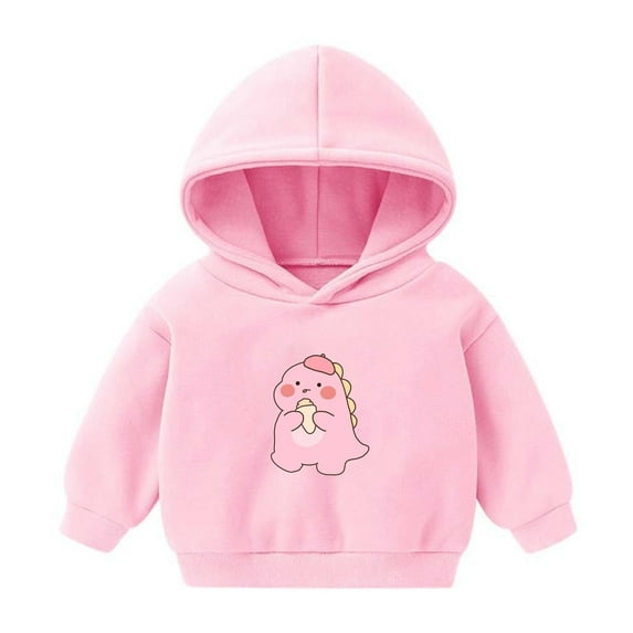 Gpaecead Baby Dinosaur Shirts Toddler Kids Boys Girls Long Sleeve Hoodies Outfit Sweatshirt for Kids Cute Warm Fuzzy Hooded Fall Winter Pink