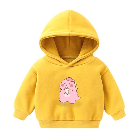 GPAECEAD Toddler Kids Boys Girls Long Sleeve Hoods Outfit Sweatshirt For Kid Dinosaur Cute Warm Fuzzy Hooded Fall Winter Yellow