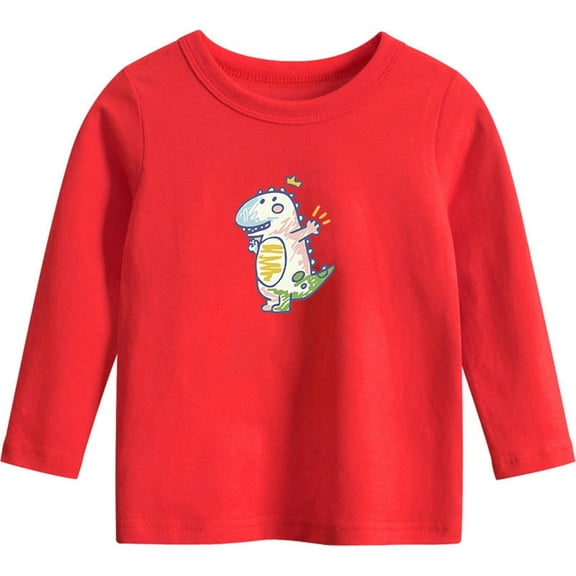 GPAECEAD Toddler Kids Girls Boys Long Sleeve Christmas Cotton Tops Red
