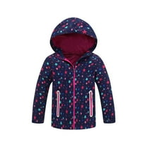 GPAECEAD Youth Boys Kids Rain Jackets Waterproof Lightweight Hooded Raincoats Lined Softshell Windbreakers for Outdoor Dark Blue