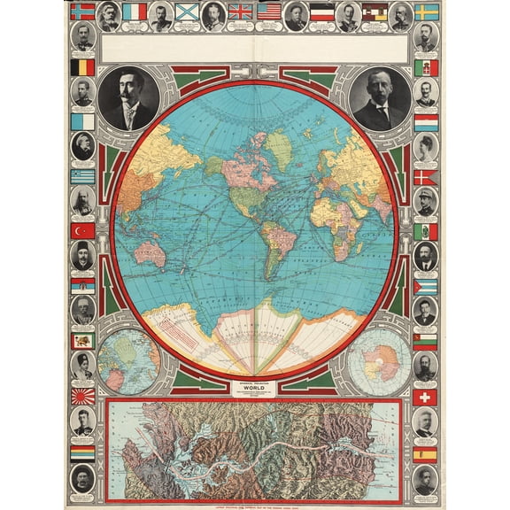 GPC 1913 World Map Colonial Power Panama Canal Extra Large Art Print Wall Mural Poster Premium XL