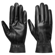 GPCT Unisex Leather Winter Warm Gloves Outdoor Windproof Soft Gloves Black L