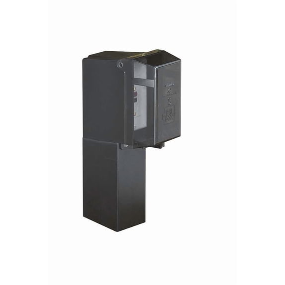 GPD19B-1 Gard-N-Post Low-Profile Outdoor AIF4 Landscape Lighting Post Enclosure with Outlet Cover, 19.5-Inch, Black, 1-Pack