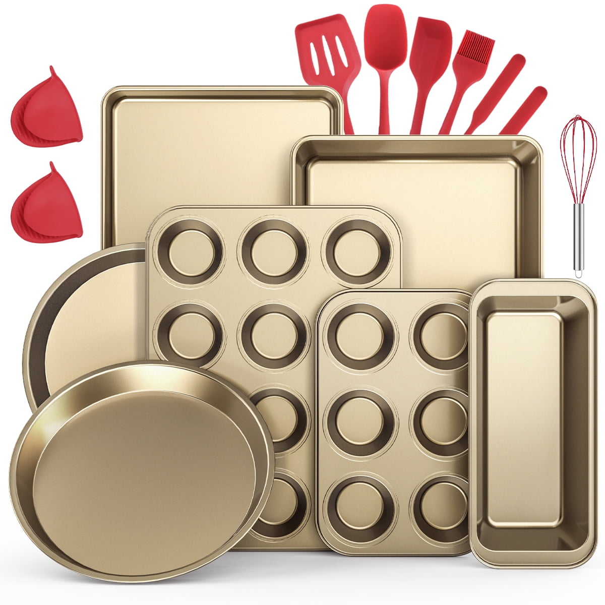 Dda Pan 16 Piece Nonstick Bakeware Set with Pans, Muffin & Cake Pan, Cookie ...