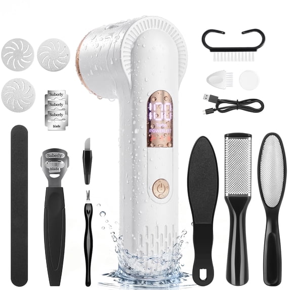 GPED 18 in 1 Electric Foot Callus Remover, Waterproof Callus Remover W/ Vacuum Suction, Rechargeable Foot Scrubber Kit W/ 3 Roller Heads,Professional Pedicure Tools & Foot File for Dry & Crack Skin