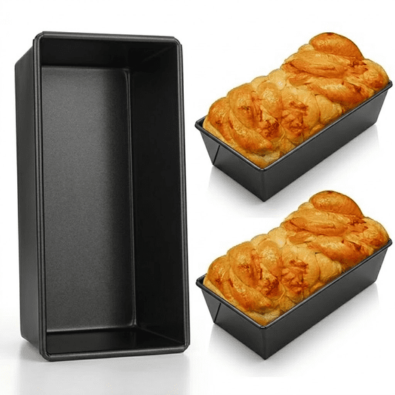 GPED 2 Pack Basics Rectangular Nonstick Bread Loaf Pan, 10 x 4 Inch, Even Heat Distribution for Baking Meatloaf, Gray