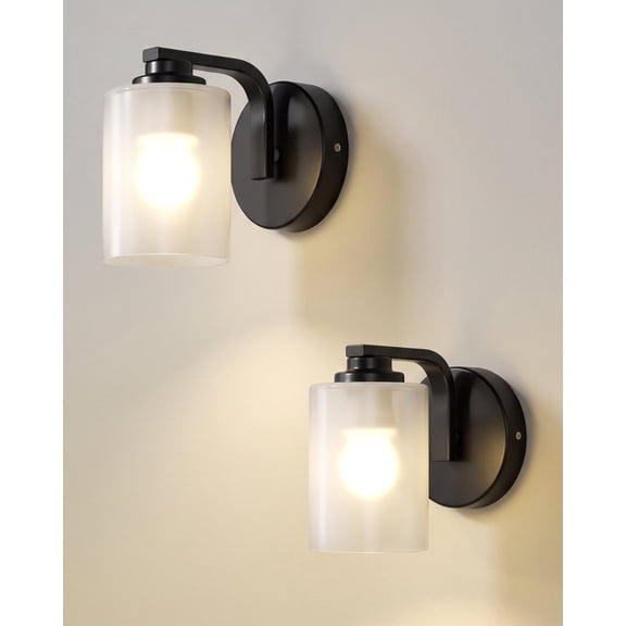 GPED 2 Pack Wall Sconces, Hardwired Wall Sconces Light with White Glass Shade, Modern Vanity Light Fixtures, Indoor Sconces Wall Lamps, Wall Lights for Bedroom,Living Room,Hallway ,Entryway