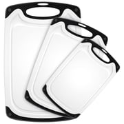 GPED 3-Piece Plastic Cutting Board Set, Durable Cutting Boards for Kitchen with Non Slip Handles and Juice Groove, Ideal
