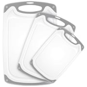 GPED 3-Piece Plastic Cutting Board Set, Durable Cutting Boards for Kitchen with Non Slip Handles and Juice Groove, Ideal