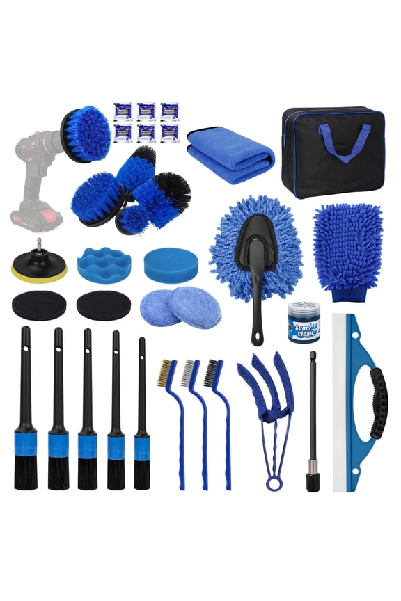 33Pcs Car Detailing Kit, Car Detailing Brush Set with Professional Car Detailing Brush Set, Car Wash Kit and Auto Detailing Kit, Car Cleaning Tools Kit for Interior, Exterior, Wheels, Dashboard