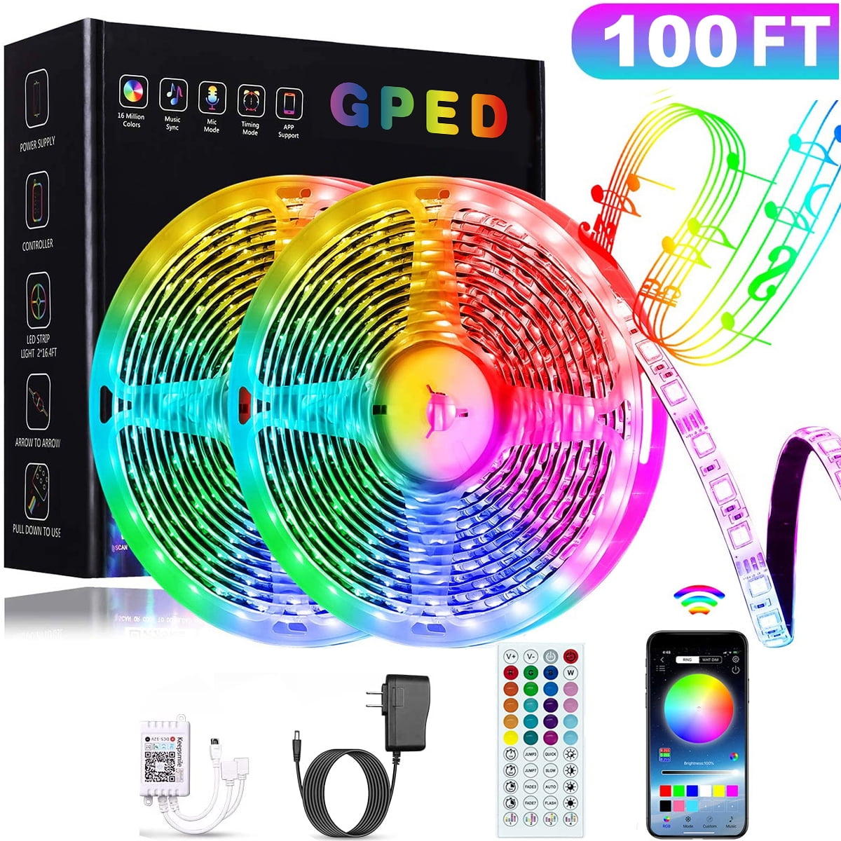 USB 1-30M Led Strip Lights RGB 5050 Bluetooth APP Control