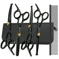 thumbnail image 1 of GPED 6 in 1 Dog Grooming Scissors Kit, Professional 4CR Stainless Steel & Heavy-duty Dog Scissors for Grooming w/ Safety Round Tips, Sharp & Study Pet Grooming Shears Kit for Dogs Cats Pets(Black), 1 of 8