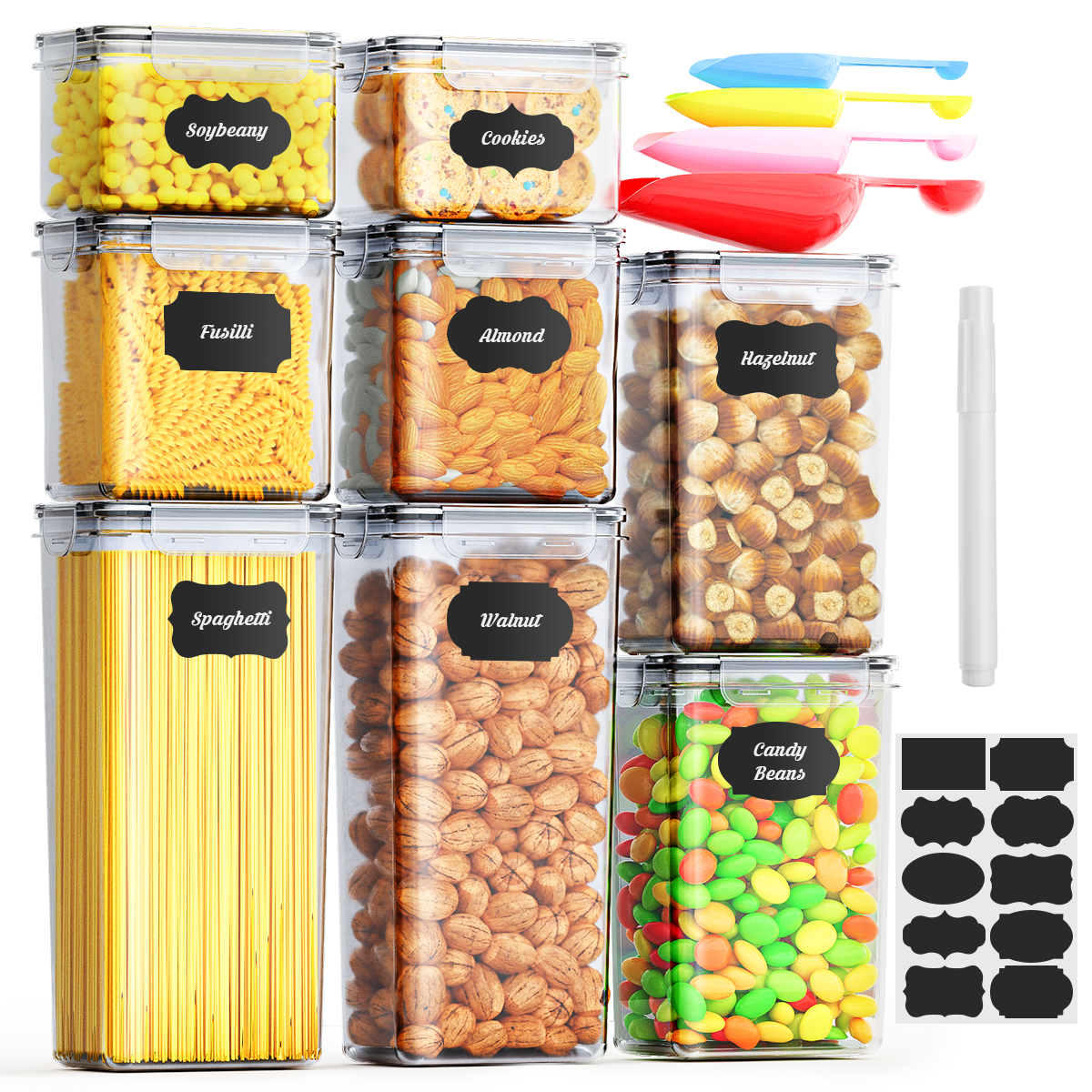 Airtight Food Storage Containers W/Lids BPA Free Plastic Dry Food Canisters  for Kitchen Pantry Organization and Storage - AliExpress