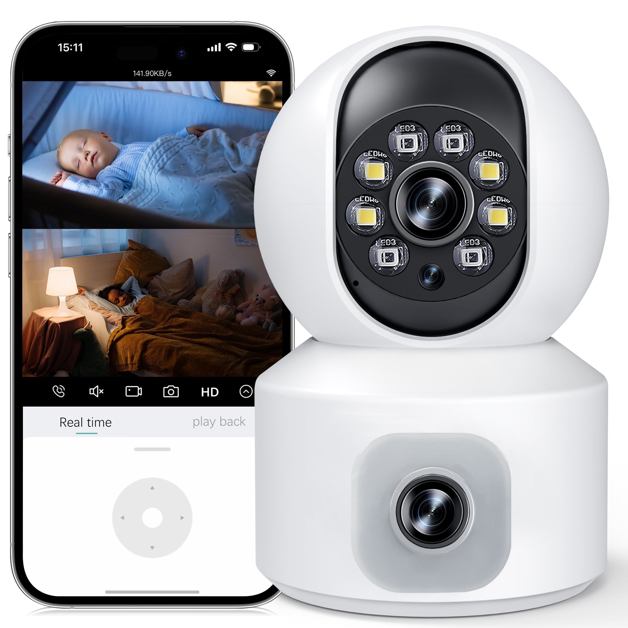 GPED Baby Monitor with Dual Cameras, 3K HD WiFi Se