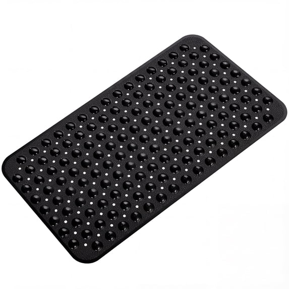 GPED BathTub Mat, Non-Slip Bath Mat, Machine Washable Shower Mat for Bathtub Floor Liner Mats with Suction Cups and Drain Holes, Clean and Soft on Feet, 27.6x15 Inch for Bathroom Floor, Black