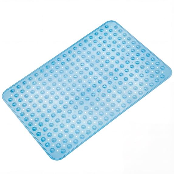 GPED BathTub Mat, Non-Slip Bath Mat, Machine Washable Shower Mat for Bathtub Floor Liner Mats with Suction Cups and Drain Holes, Clean and Soft on Feet, 34x21.7 Inch for Bathroom Floor, Clear Blue