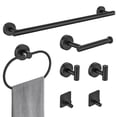 thumbnail image 1 of GPED Bathroom Hardware Set, 7 Pieces Bathroom Accessories Set Includes 24" Towel Bar, Toilet Paper Holder, Towel Ring, Robe Hook, Matte Black & Stainless Steel, Wall Mounted Bathroom Towel Rack Set, 1 of 7