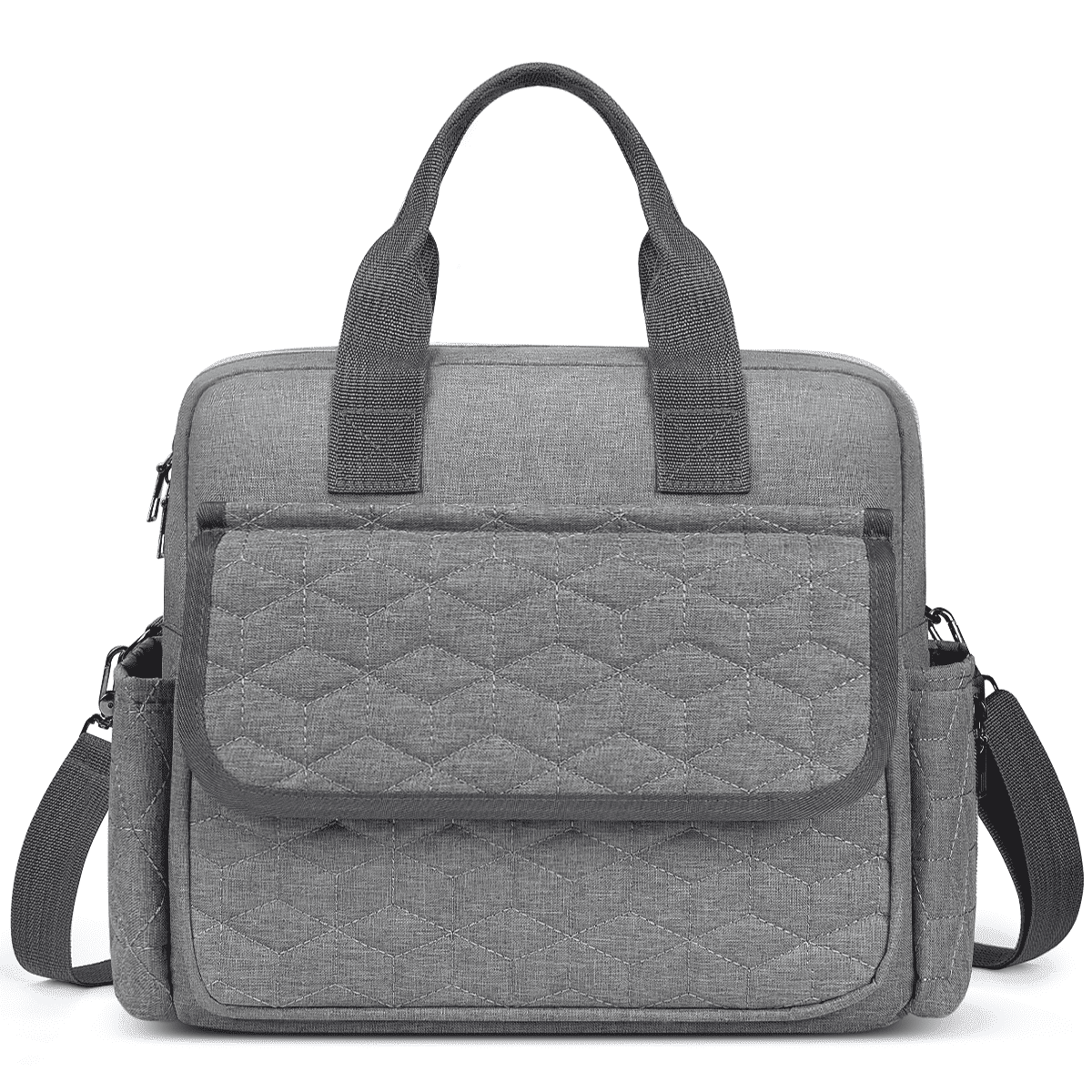 GPED Diaper Bag Tote, Large Capacity Baby Diaper Bag with 3 Insulated Pockets, Lightweight Travel Diaper Tote for Mom Dad, Double-Layer Work Bag for Breastfeeding Mom, Shoulder Mommy Bag(Gray)