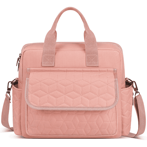 GPED Diaper Bag Tote, Large Capacity Baby Diaper Bag with 3 Insulated Pockets,Lightweight Travel Diaper Tote for Mom Dad, Double-Layer Work Bag for Breastfeeding Mom, Shoulder Mommy Bag, Unisex(Pink)