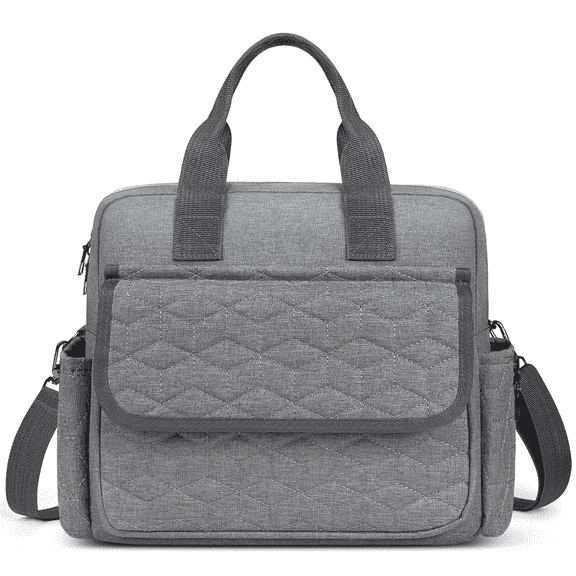 GPED Diaper Bag Tote, Large Capacity Baby Diaper Bag with 3 Insulated Pockets, Lightweight Travel Diaper Tote for Mom Dad, Double-Layer Work Bag for Breastfeeding Mom, Shoulder Mommy Bag(Gray)