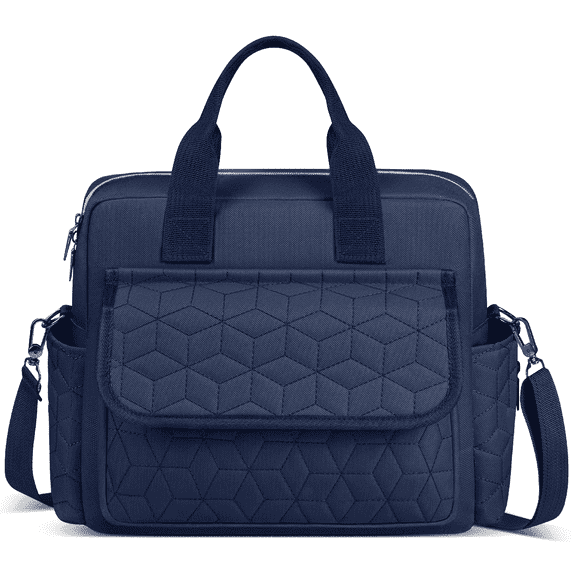 GPED Diaper Bag Tote, Large Capacity Baby Diaper Bag w/ 3 Insulated Pockets, Lightweight Travel Diaper Tote for Mom Dad, Double-Layer Work Bag for Breastfeeding Mom, Shoulder Mommy Bag, Unisex(Blue)