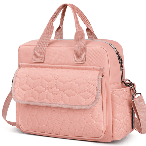 Diaper Bag Tote, Multifunction Baby Diaper Bag with 3 Insulated Pockets, Dry & Wet Compartment Large Capacity Bag, Crossbody Travel Maternity Bag for Mom Dad, Lightweight Shoulder Mommy Bag(Pink)