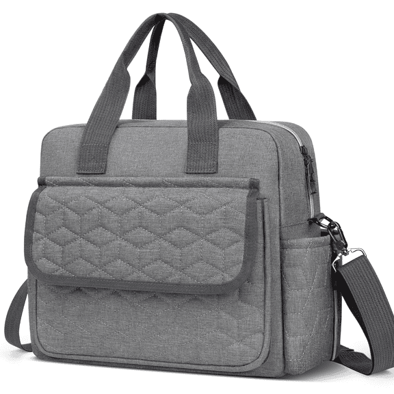 GPED Diaper Bag Tote, Multifunction Baby Diaper Bag with 3 Insulated Pockets,Dry & Wet Compartment Large Capacity Bag, Crossbody Travel Maternity Bag for Mom Dad, Lightweight Shoulder Mommy Bag(Gray)