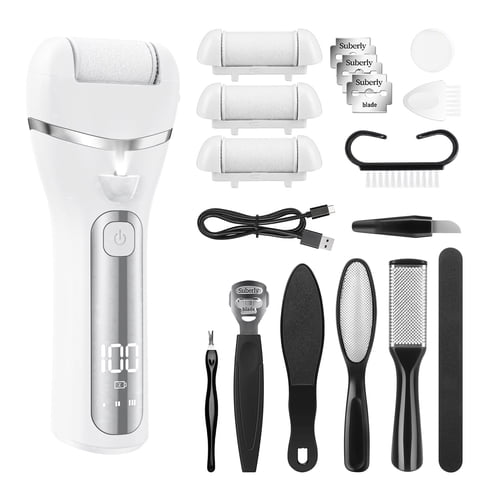 GPED Electric Callus Remover, 18 in 1 Foot Callus Remover Kit W/ 3 Speed, 3 Roller Heads Waterproof Pedicure Tools for Feet, Rechargeable Foot Scrubber for Crack Dead Skin,Professional Foot File