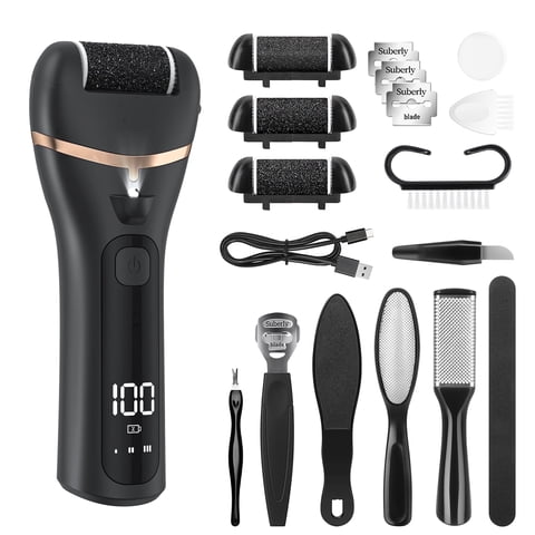 GPED Electric Callus Remover, 18 in 1 Foot Callus Remover Kit W/ 3 Speed, 3 Roller Heads Waterproof Pedicure Tools for Feet, Rechargeable Foot Scrubber for Crack Dead Skin,Professional Foot File