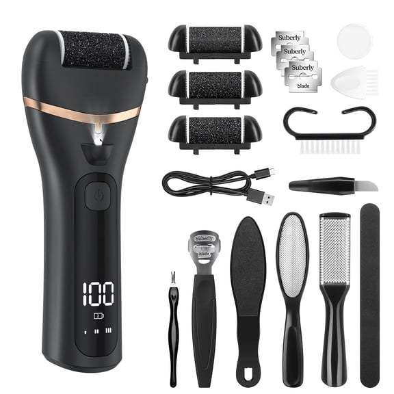 GPED Electric Callus Remover, 18 in 1 Foot Callus Remover Kit W/ 3 Speed, 3 Roller Heads Waterproof Pedicure Tools for Feet, Rechargeable Foot Scrubber for Crack Dead Skin,Professional Foot File