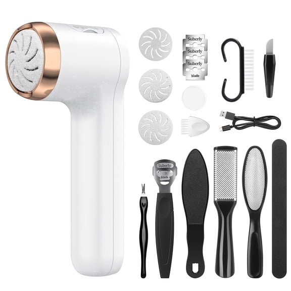 GPED Electric Callus Remover, 18 in 1 Foot Callus Remover Kit W/ Vacuum Suction, 3 Roller Head Waterproof Pedicure Tools for Feet,Rechargeable Foot Scrubber for Crack Dead Skin,Professional Foot File