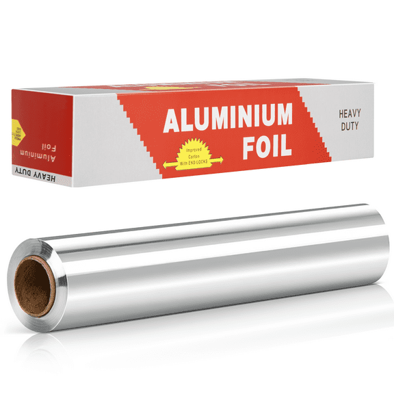 GPED Foil Wrap, Strength Aluminum Foil Roll with Serrated Cutter, Freezer Safe and Grill Safe, Great for Foil Packets and Home Cooking, 12 Inches Wide, 82 Total SQ.FT