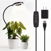 GPED Grow Lights, Pot Clip LED Plant Light with 360 Gooseneck for Indoor Plants, Full Spectrum Plant Growing Lamp w/ 10-Level Dimmable & Auto On/Off Timer 3/6/12 Hrs for Small Plant,Black1 Pack
