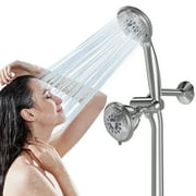 GPED High Pressure Dual Shower Head Combo, Premium 3 in 1 Handheld Shower Head Combo with 35 Settings & 60" Stainless Steel Hose, 3-Way Rainfall Showerhead with Durable Nozzles & Anti-Clog, Chrome
